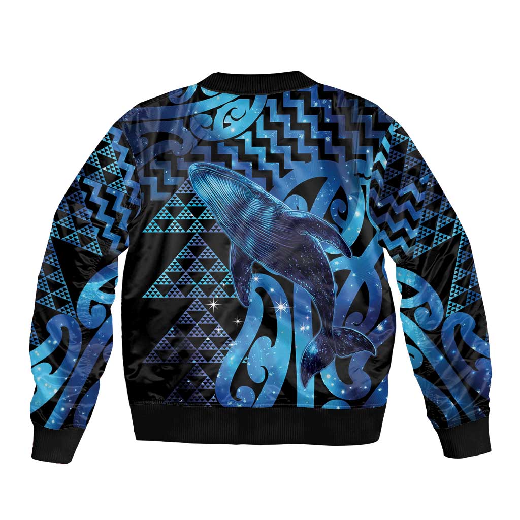 Humpback Whale Matariki New Zealand Bomber Jacket NZ Maori Paikea Poutama Luxury Blue LT14 - Polynesian Pride