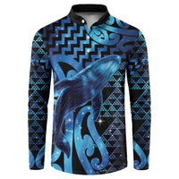 Humpback Whale Matariki New Zealand Button Sweatshirt NZ Maori Paikea Poutama Luxury Blue LT14 Blue - Polynesian Pride