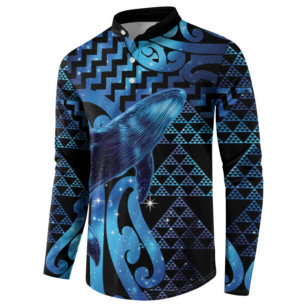 Humpback Whale Matariki New Zealand Button Sweatshirt NZ Maori Paikea Poutama Luxury Blue LT14 - Polynesian Pride