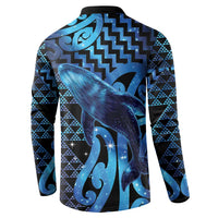 Humpback Whale Matariki New Zealand Button Sweatshirt NZ Maori Paikea Poutama Luxury Blue LT14 - Polynesian Pride