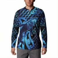 Humpback Whale Matariki New Zealand Button Sweatshirt NZ Maori Paikea Poutama Luxury Blue LT14 - Polynesian Pride