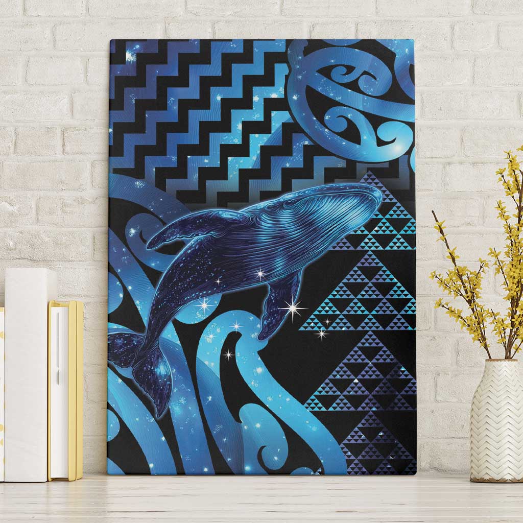 Humpback Whale Matariki New Zealand Canvas Wall Art NZ Maori Paikea Poutama Luxury Blue LT14 Without Frame Blue - Polynesian Pride