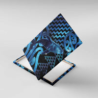 Humpback Whale Matariki New Zealand Canvas Wall Art NZ Maori Paikea Poutama Luxury Blue LT14 With Frame Blue - Polynesian Pride