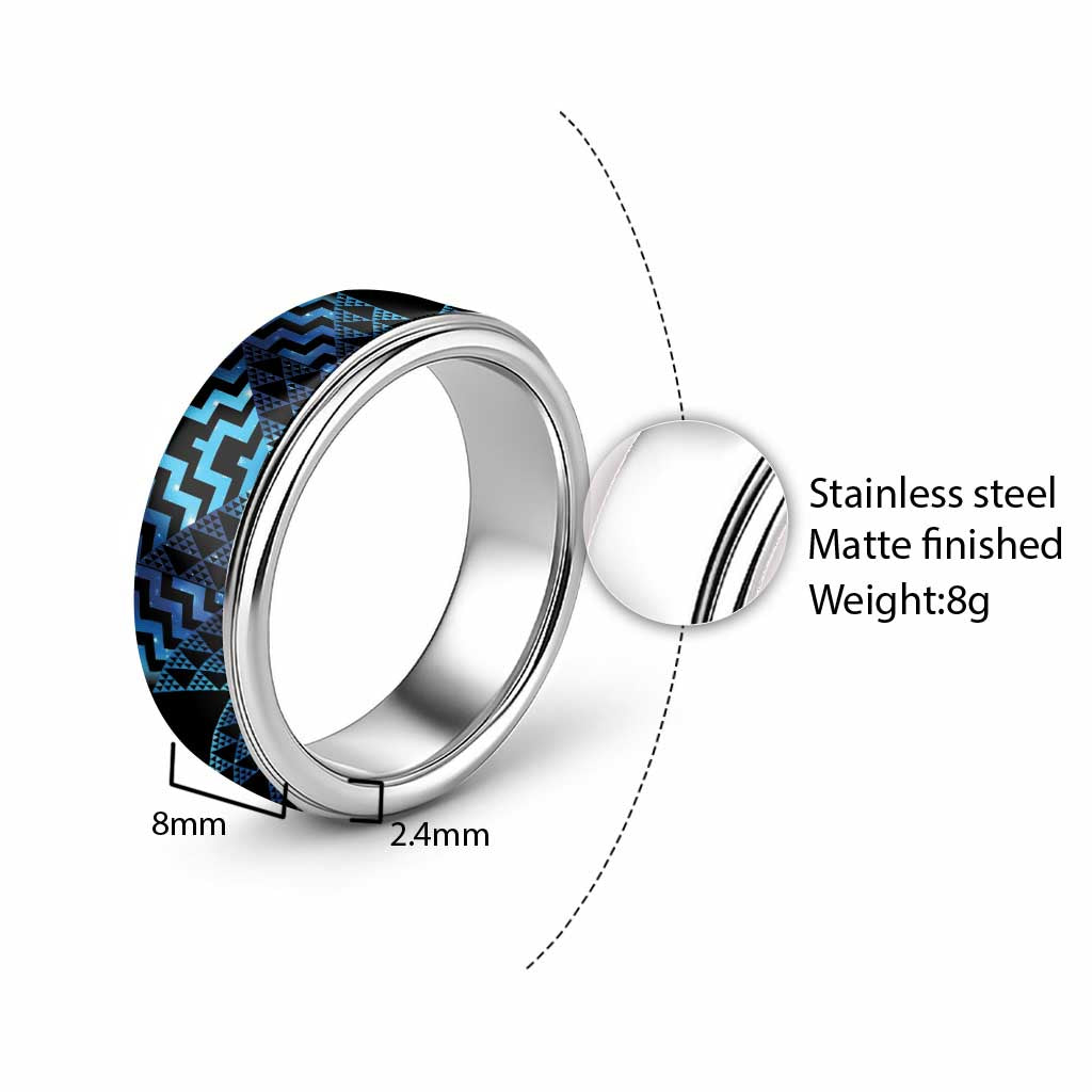 Humpback Whale Matariki New Zealand Classic Ring NZ Maori Paikea Poutama Luxury Blue LT14 - Polynesian Pride