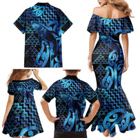 Humpback Whale Matariki New Zealand Family Matching Mermaid Dress and Hawaiian Shirt NZ Maori Paikea Poutama Luxury Blue