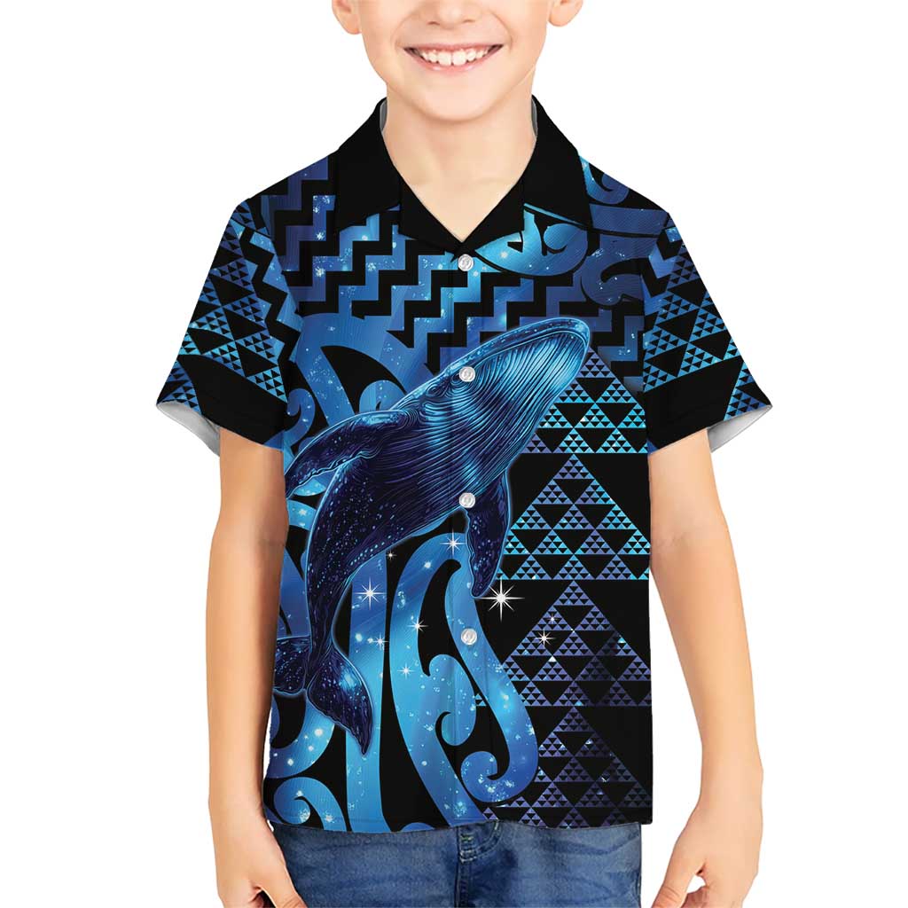 Humpback Whale Matariki New Zealand Family Matching Puletasi and Hawaiian Shirt NZ Maori Paikea Poutama Luxury Blue