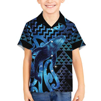 Humpback Whale Matariki New Zealand Family Matching Tank Maxi Dress and Hawaiian Shirt NZ Maori Paikea Poutama Luxury Blue