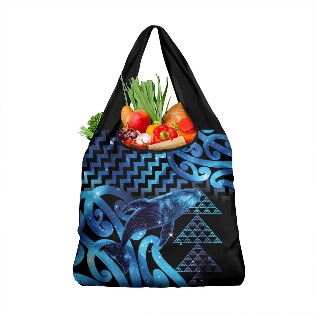 Humpback Whale Matariki New Zealand Grocery Bag NZ Maori Paikea Poutama Luxury Blue