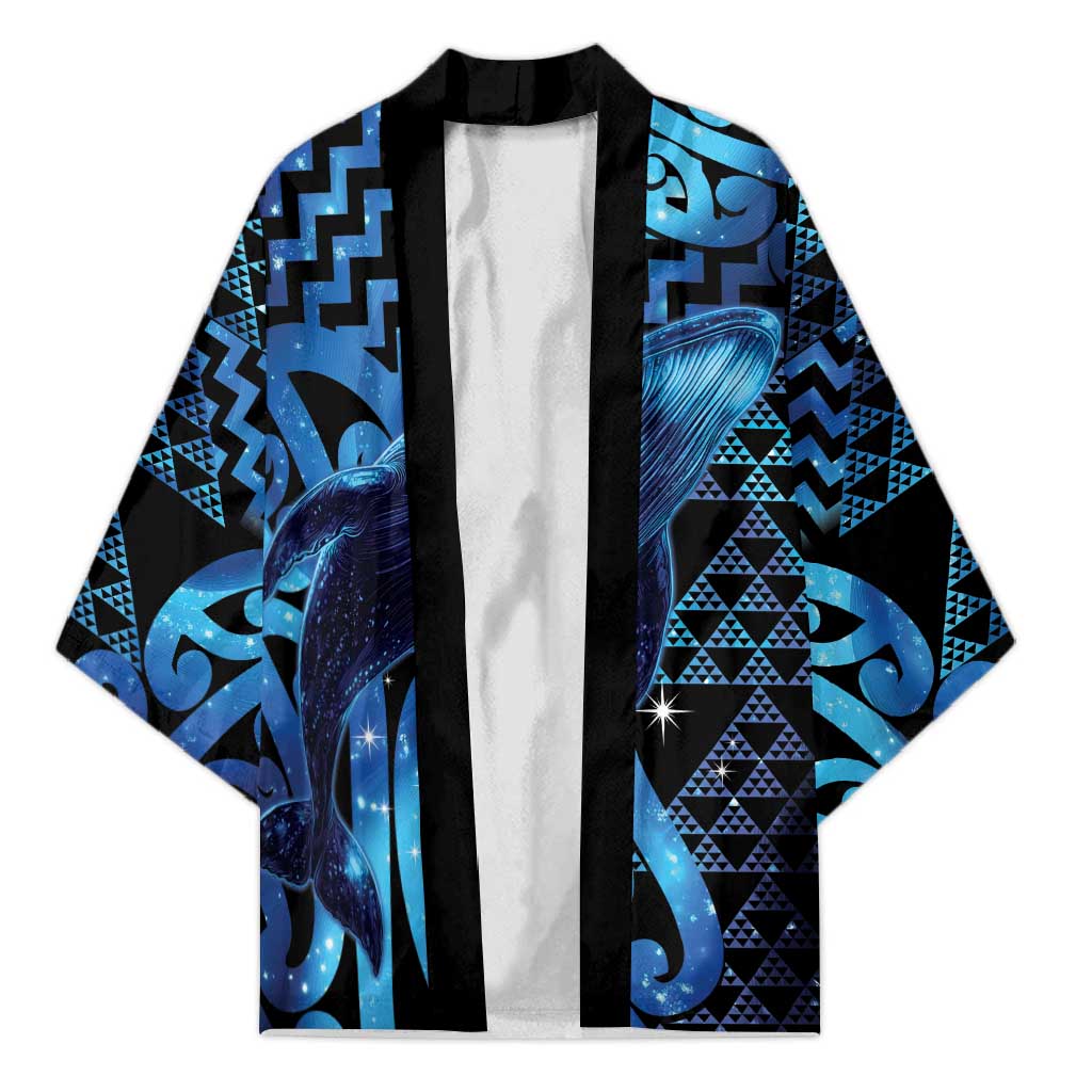 Humpback Whale Matariki New Zealand Kimono NZ Maori Paikea Poutama Luxury Blue