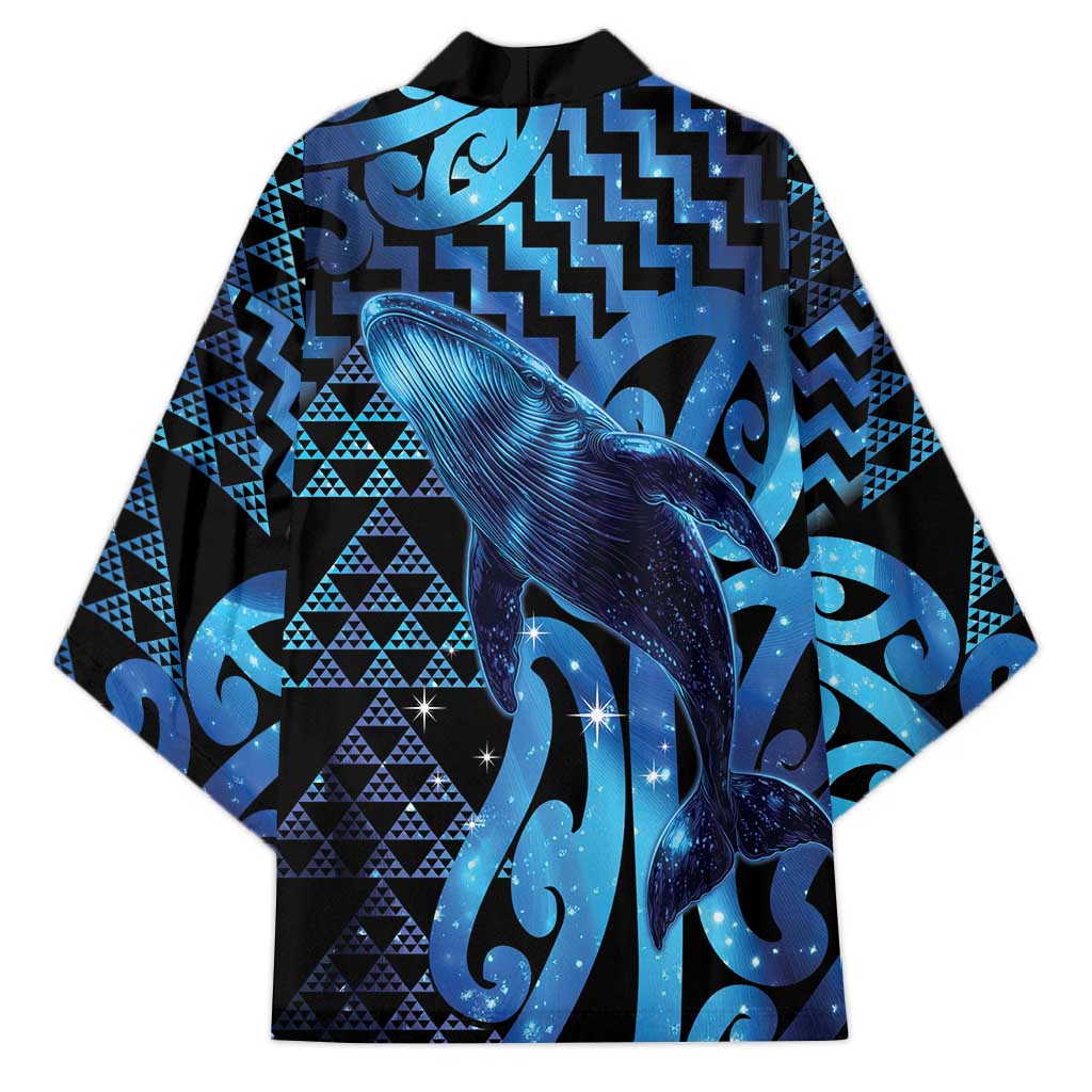 Humpback Whale Matariki New Zealand Kimono NZ Maori Paikea Poutama Luxury Blue