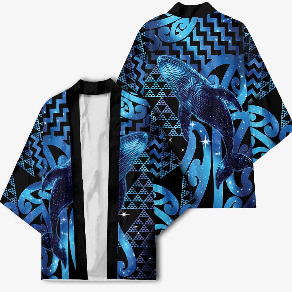 Humpback Whale Matariki New Zealand Kimono NZ Maori Paikea Poutama Luxury Blue