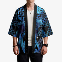 Humpback Whale Matariki New Zealand Kimono NZ Maori Paikea Poutama Luxury Blue
