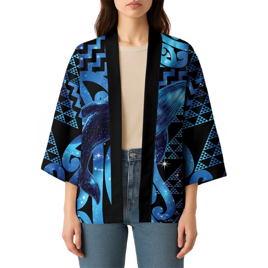 Humpback Whale Matariki New Zealand Kimono NZ Maori Paikea Poutama Luxury Blue