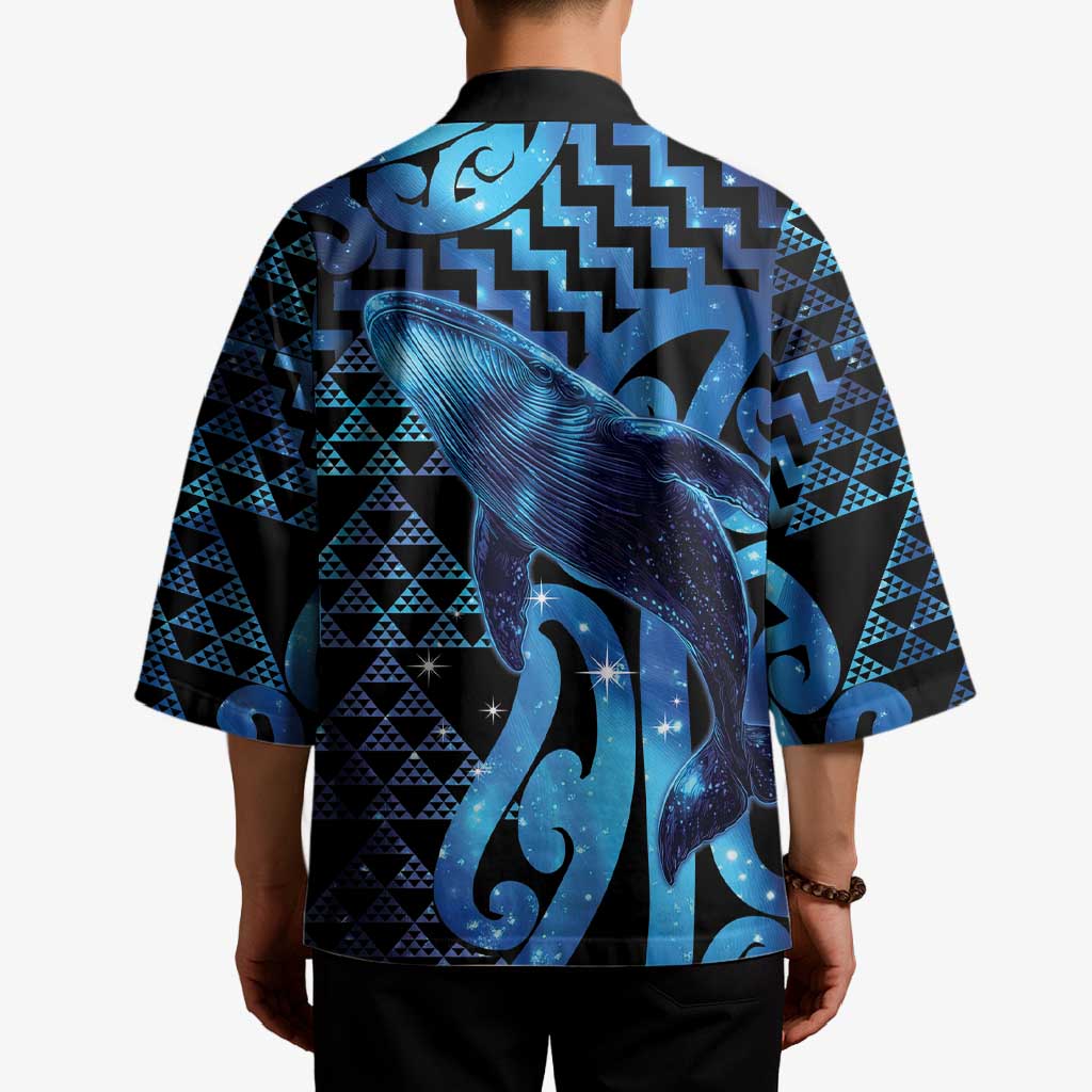 Humpback Whale Matariki New Zealand Kimono NZ Maori Paikea Poutama Luxury Blue