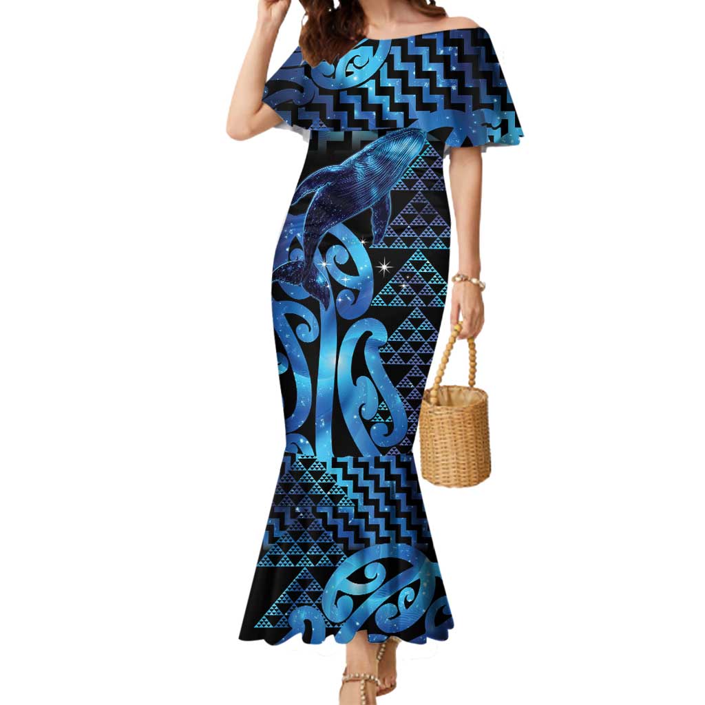 Humpback Whale Matariki New Zealand Mermaid Dress NZ Maori Paikea Poutama Luxury Blue