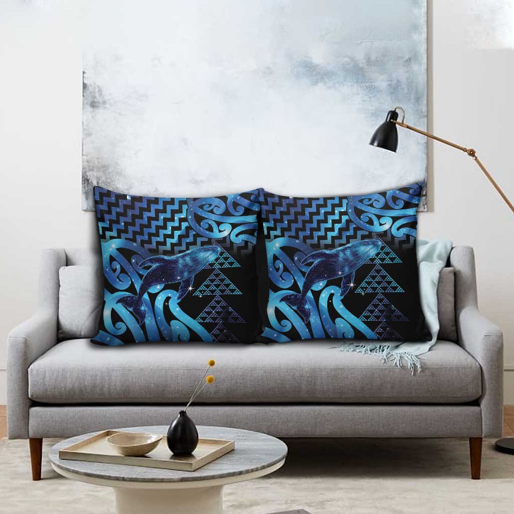 Humpback Whale Matariki New Zealand Pillow Cover NZ Maori Paikea Poutama Luxury Blue LT14 - Polynesian Pride