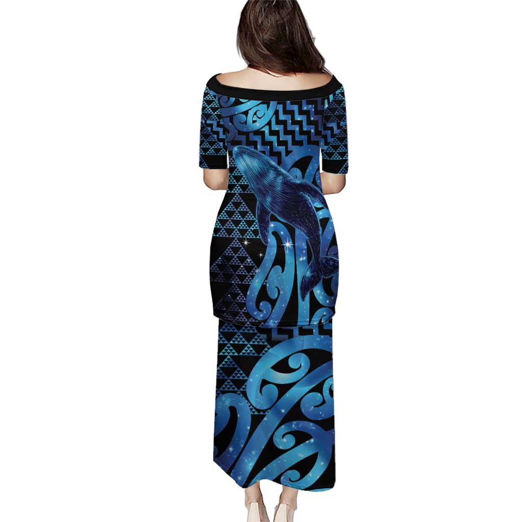 Humpback Whale Matariki New Zealand Puletasi NZ Maori Paikea Poutama Luxury Blue LT14 - Polynesian Pride