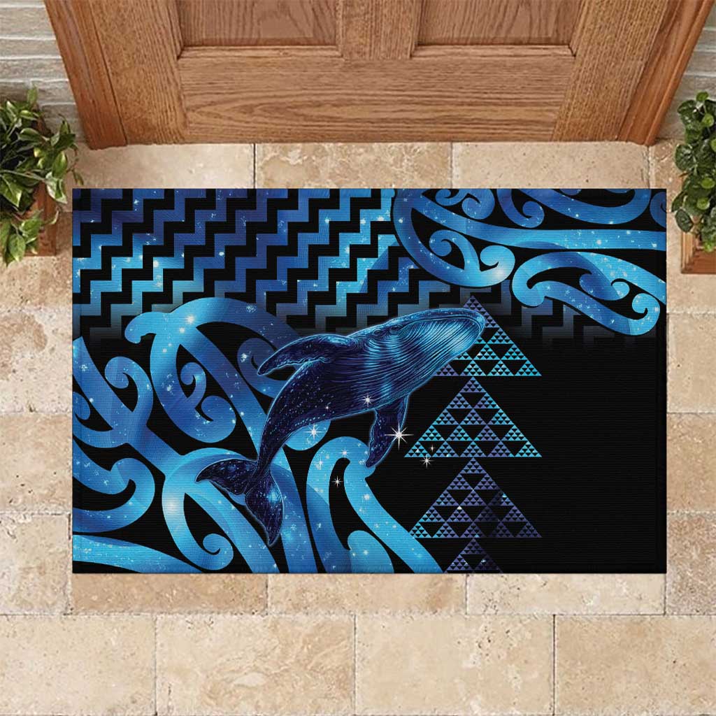 Humpback Whale Matariki New Zealand Rubber Doormat NZ Maori Paikea Poutama Luxury Blue LT14 Blue - Polynesian Pride