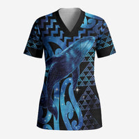 Humpback Whale Matariki New Zealand Scrub Top NZ Maori Paikea Poutama Luxury Blue LT14 Adult Blue - Polynesian Pride