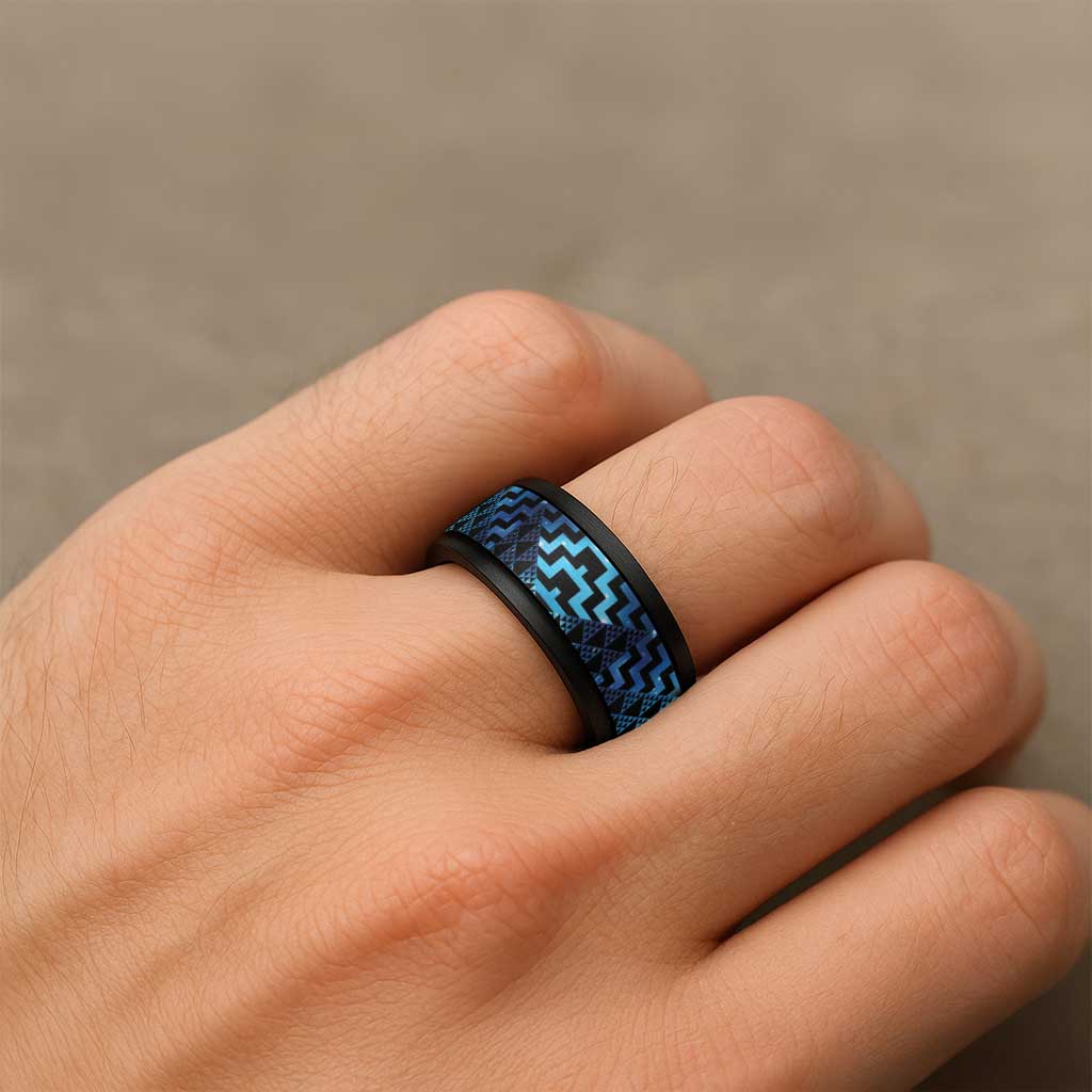 Humpback Whale Matariki New Zealand Spinner Ring NZ Maori Paikea Poutama Luxury Blue LT14 - Polynesian Pride
