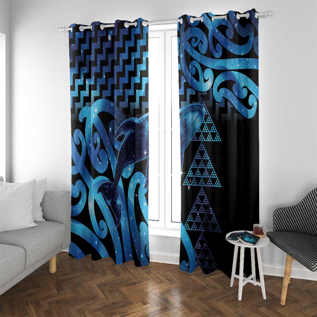 Humpback Whale Matariki New Zealand Window Curtain NZ Maori Paikea Poutama Luxury Blue