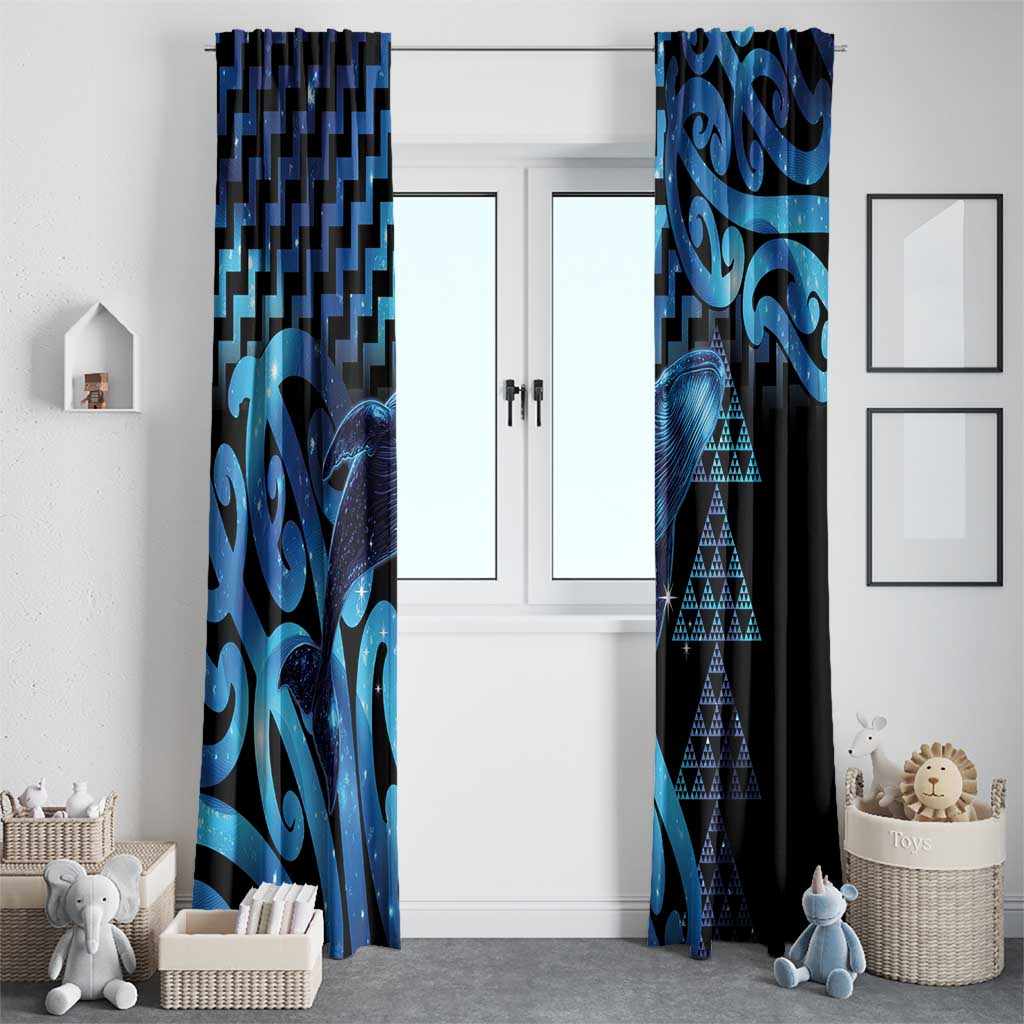 Humpback Whale Matariki New Zealand Window Curtain NZ Maori Paikea Poutama Luxury Blue