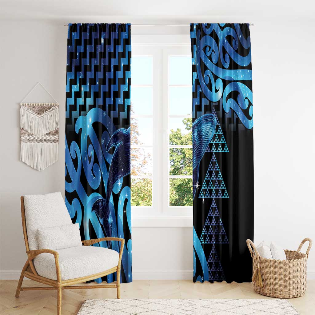 Humpback Whale Matariki New Zealand Window Curtain NZ Maori Paikea Poutama Luxury Blue