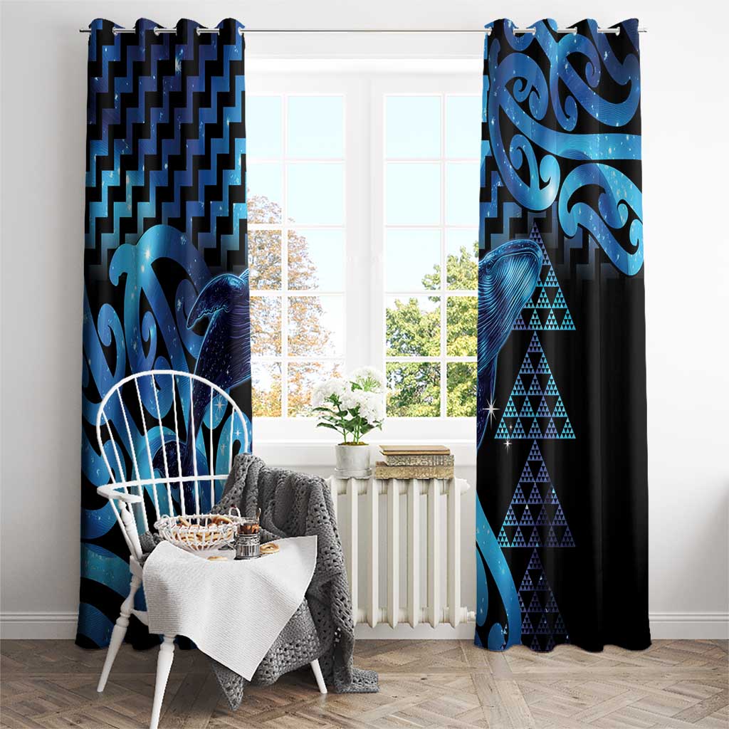 Humpback Whale Matariki New Zealand Window Curtain NZ Maori Paikea Poutama Luxury Blue
