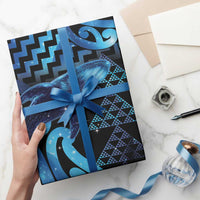 Humpback Whale Matariki New Zealand Wrapping Paper NZ Maori Paikea Poutama Luxury Blue LT14 - Polynesian Pride