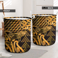 Humpback Whale Matariki New Zealand Laundry Basket NZ Maori Paikea Poutama Luxury Gold LT14 - Polynesian Pride