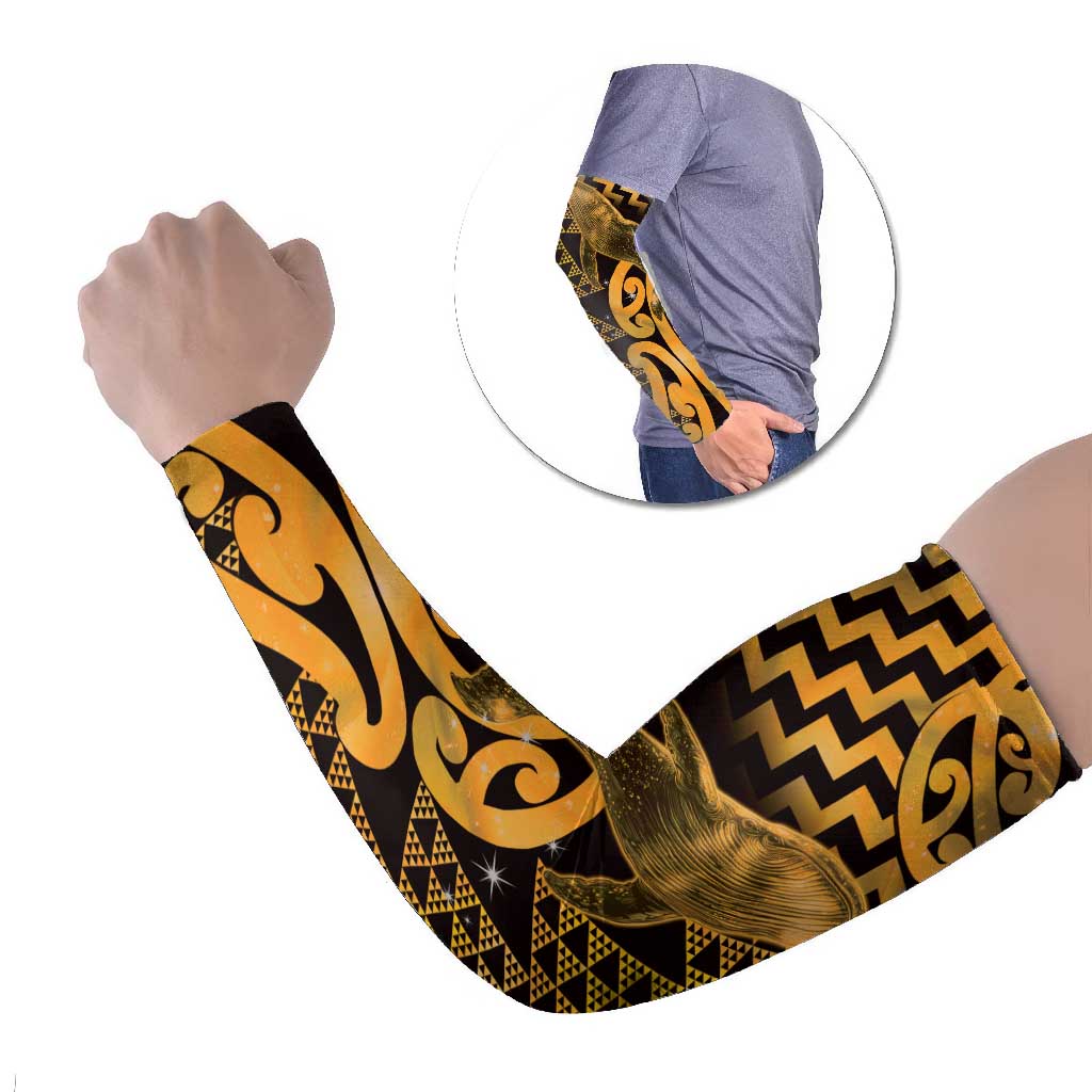 Humpback Whale Matariki New Zealand Arm Sleeves NZ Maori Paikea Poutama Luxury Gold