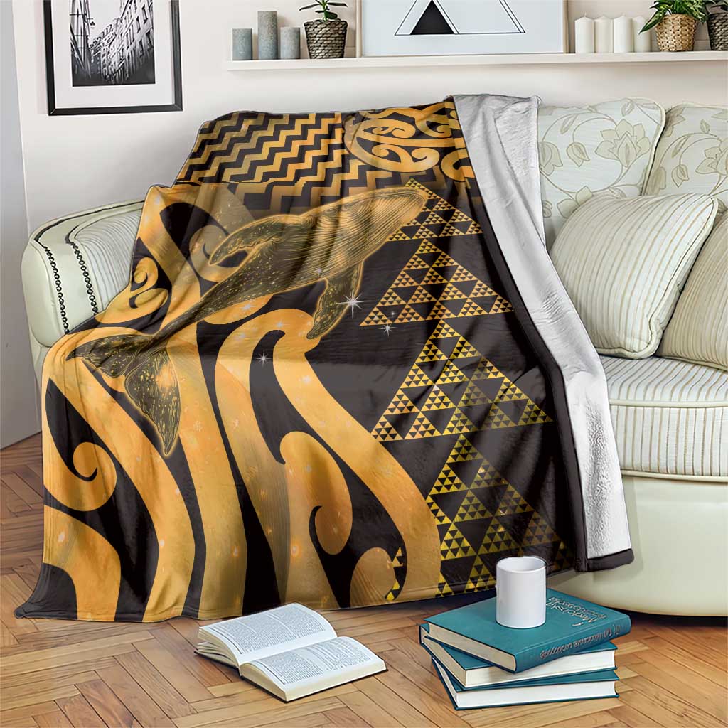 Humpback Whale Matariki New Zealand Blanket NZ Maori Paikea Poutama Luxury Gold LT14 Gold - Polynesian Pride