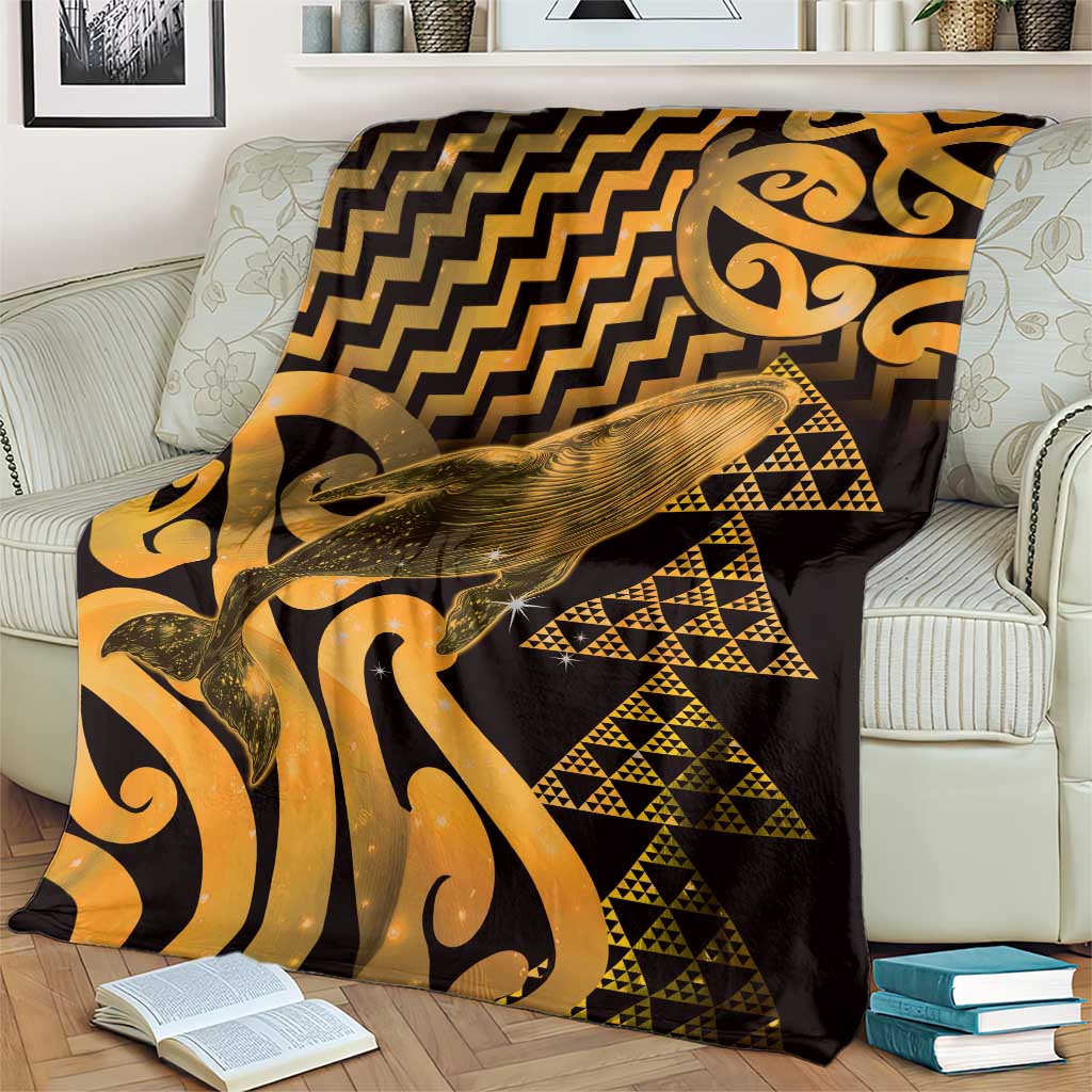 Humpback Whale Matariki New Zealand Blanket NZ Maori Paikea Poutama Luxury Gold LT14 - Polynesian Pride