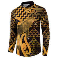 Humpback Whale Matariki New Zealand Button Sweatshirt NZ Maori Paikea Poutama Luxury Gold LT14 - Polynesian Pride