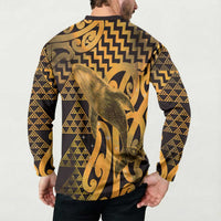 Humpback Whale Matariki New Zealand Button Sweatshirt NZ Maori Paikea Poutama Luxury Gold LT14 - Polynesian Pride