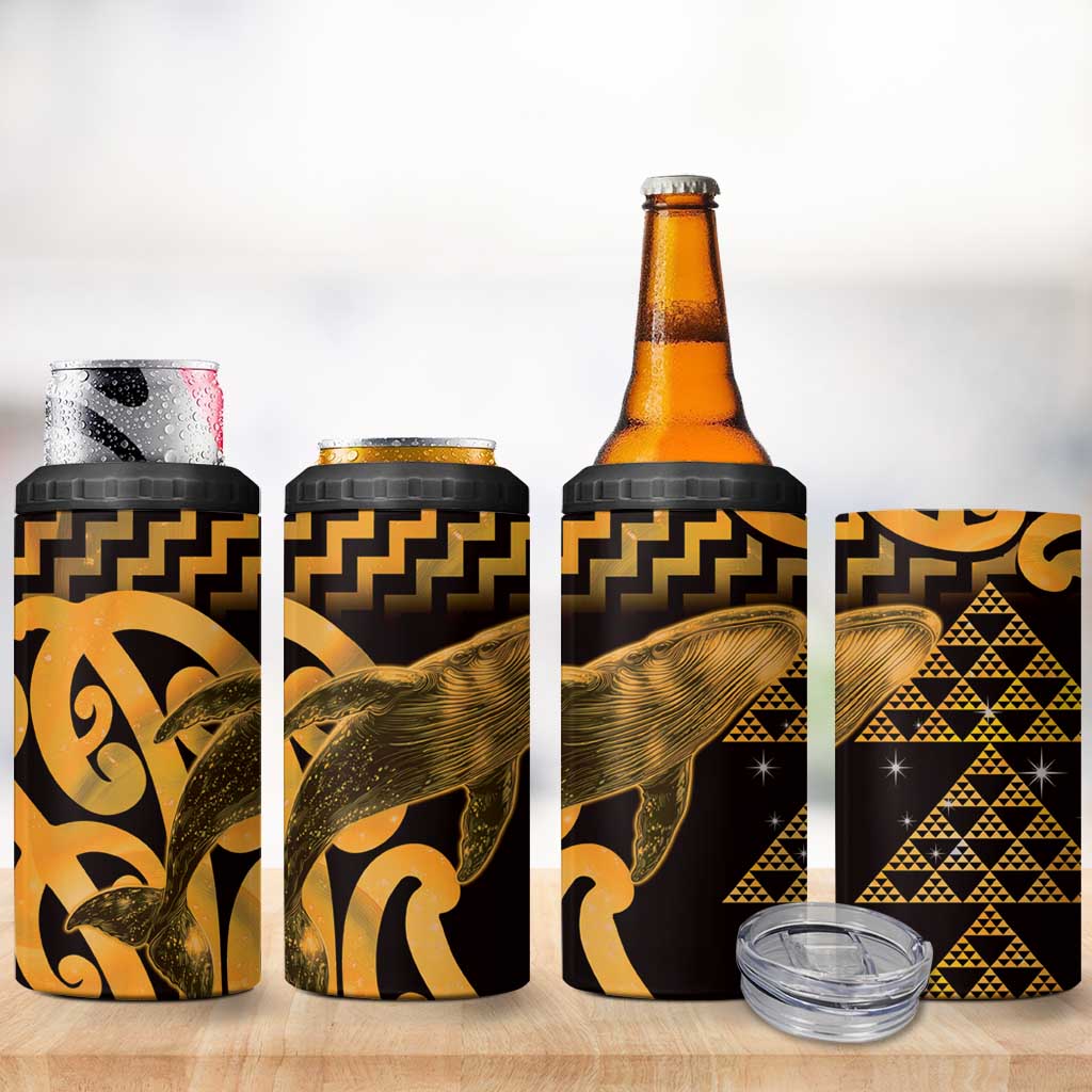 Humpback Whale Matariki New Zealand 4 in 1 Can Cooler Tumbler NZ Maori Paikea Poutama Luxury Gold