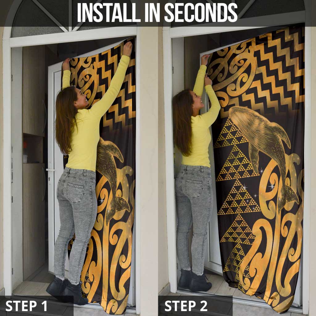 Humpback Whale Matariki New Zealand Door Cover NZ Maori Paikea Poutama Luxury Gold