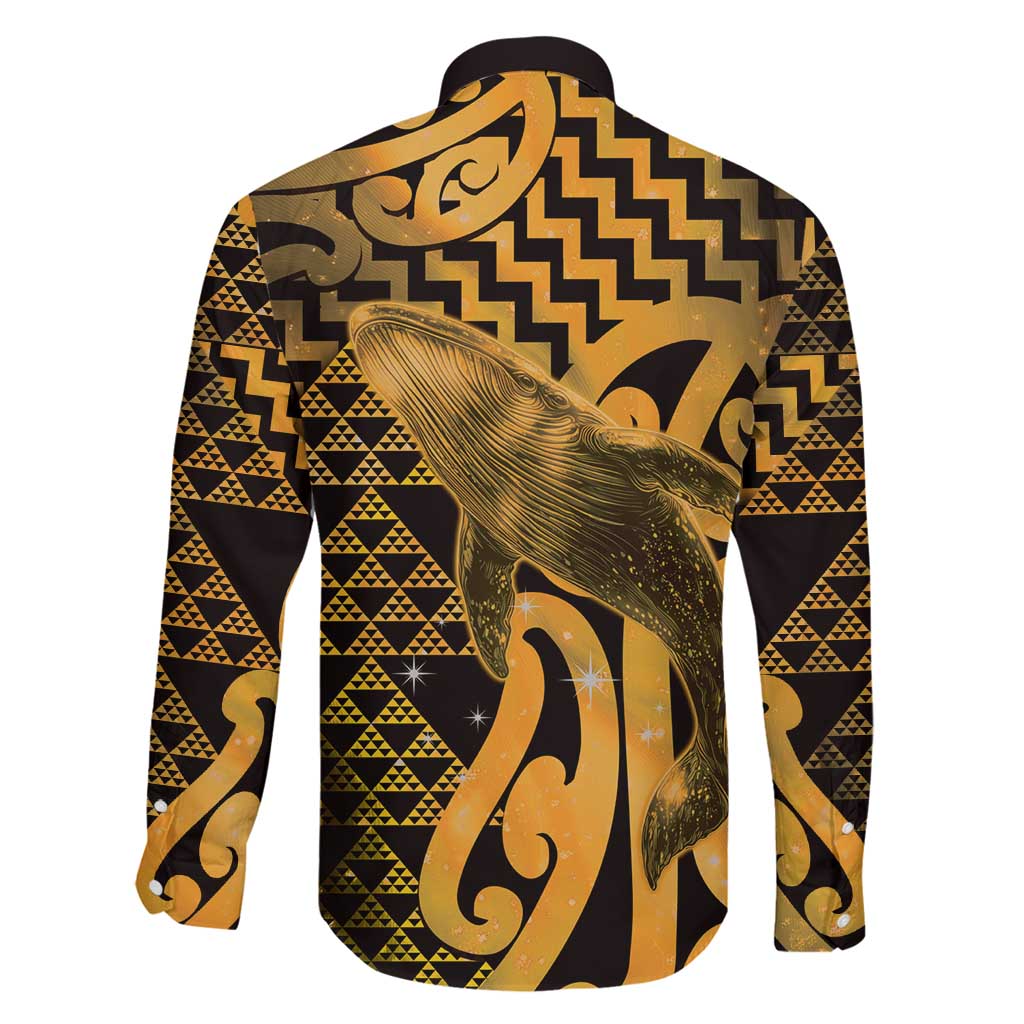 Humpback Whale Matariki New Zealand Family Matching Long Sleeve Bodycon Dress and Hawaiian Shirt NZ Maori Paikea Poutama Luxury Gold