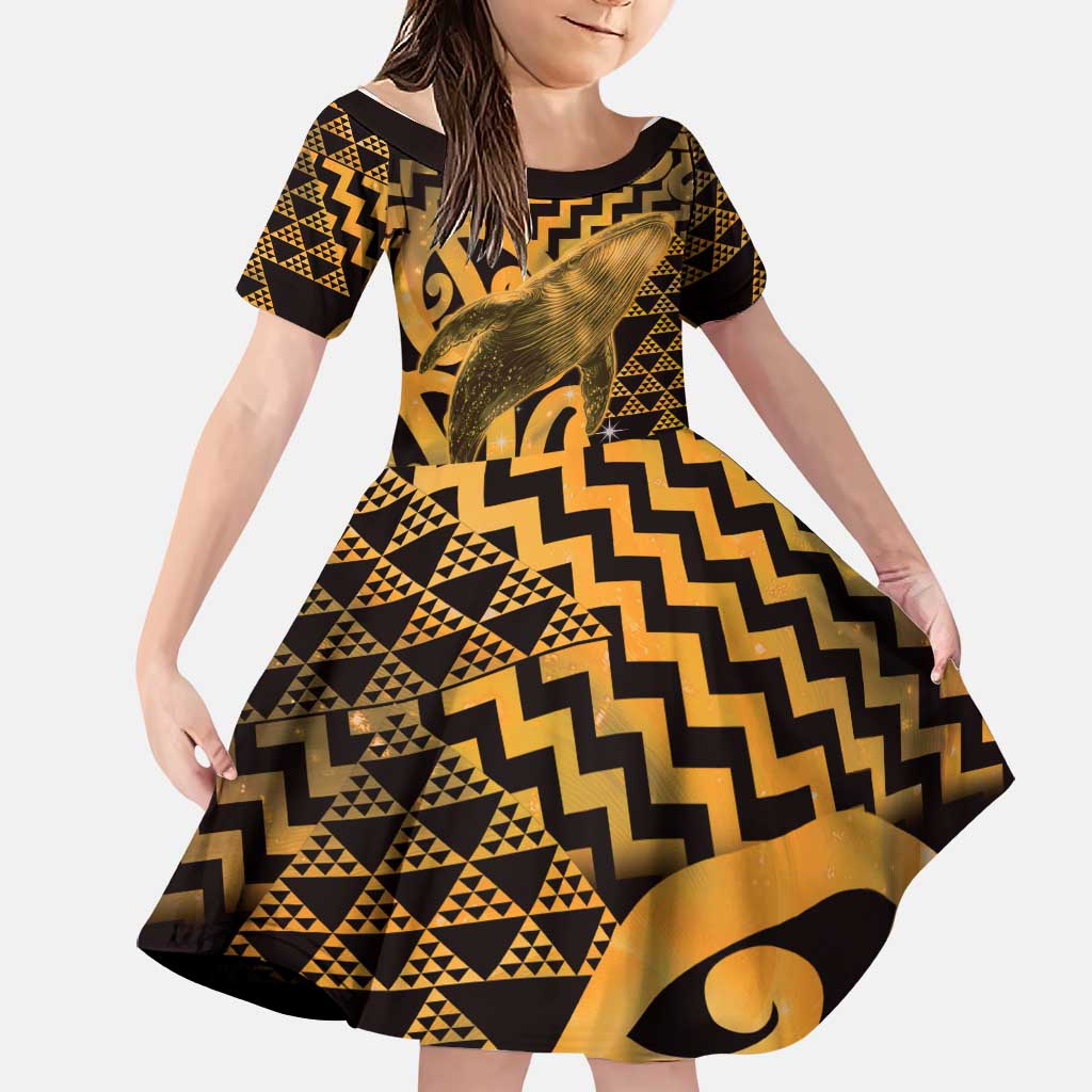 Humpback Whale Matariki New Zealand Family Matching Mermaid Dress and Hawaiian Shirt NZ Maori Paikea Poutama Luxury Gold