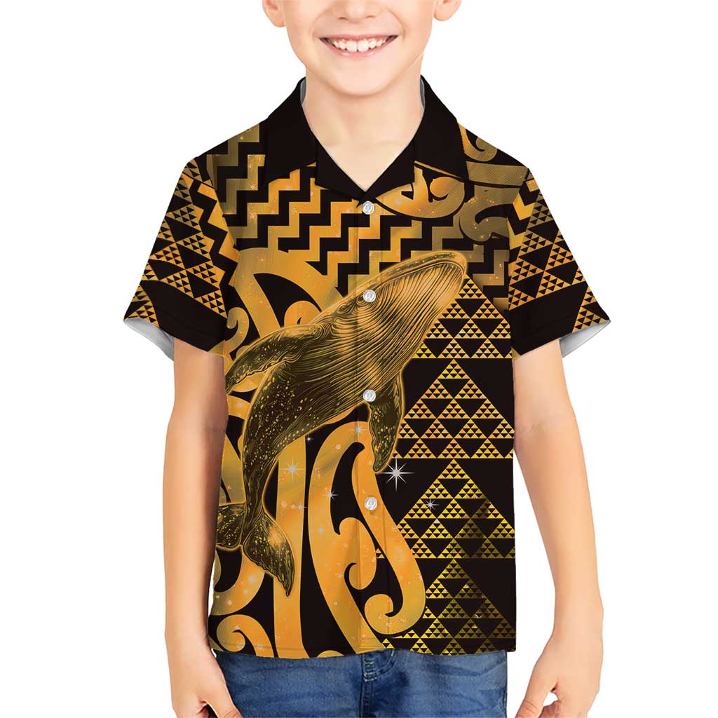 Humpback Whale Matariki New Zealand Family Matching Summer Maxi Dress and Hawaiian Shirt NZ Maori Paikea Poutama Luxury Gold