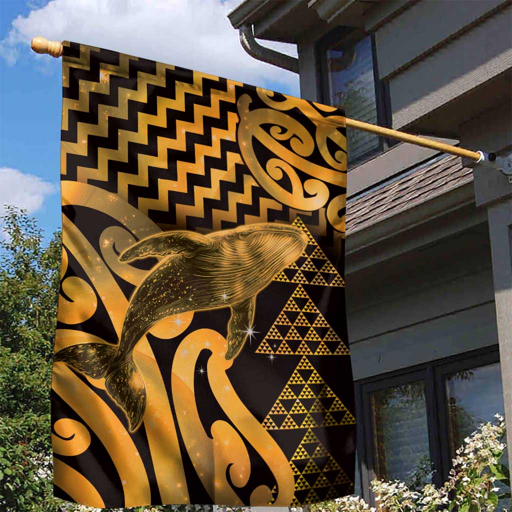Humpback Whale Matariki New Zealand Garden Flag NZ Maori Paikea Poutama Luxury Gold