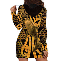 Humpback Whale Matariki New Zealand Hoodie Dress NZ Maori Paikea Poutama Luxury Gold