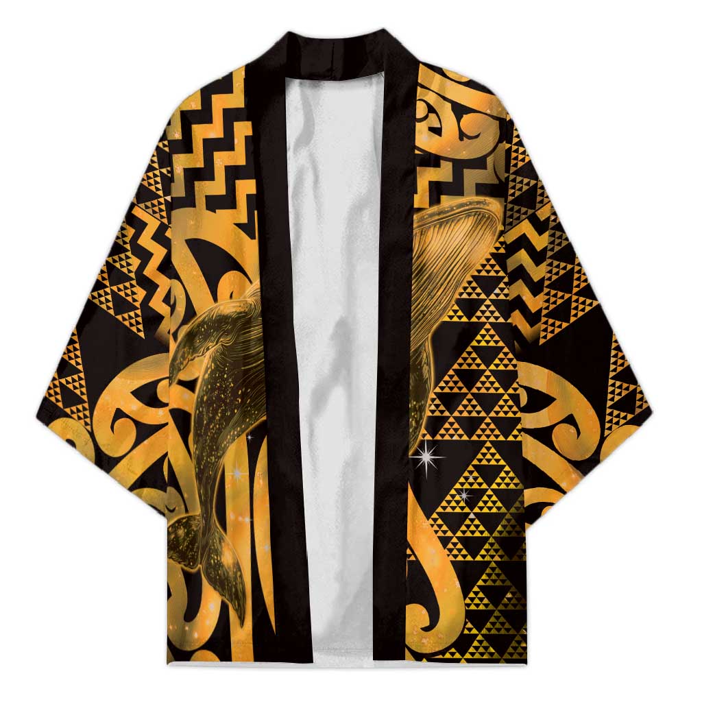 Humpback Whale Matariki New Zealand Kimono NZ Maori Paikea Poutama Luxury Gold