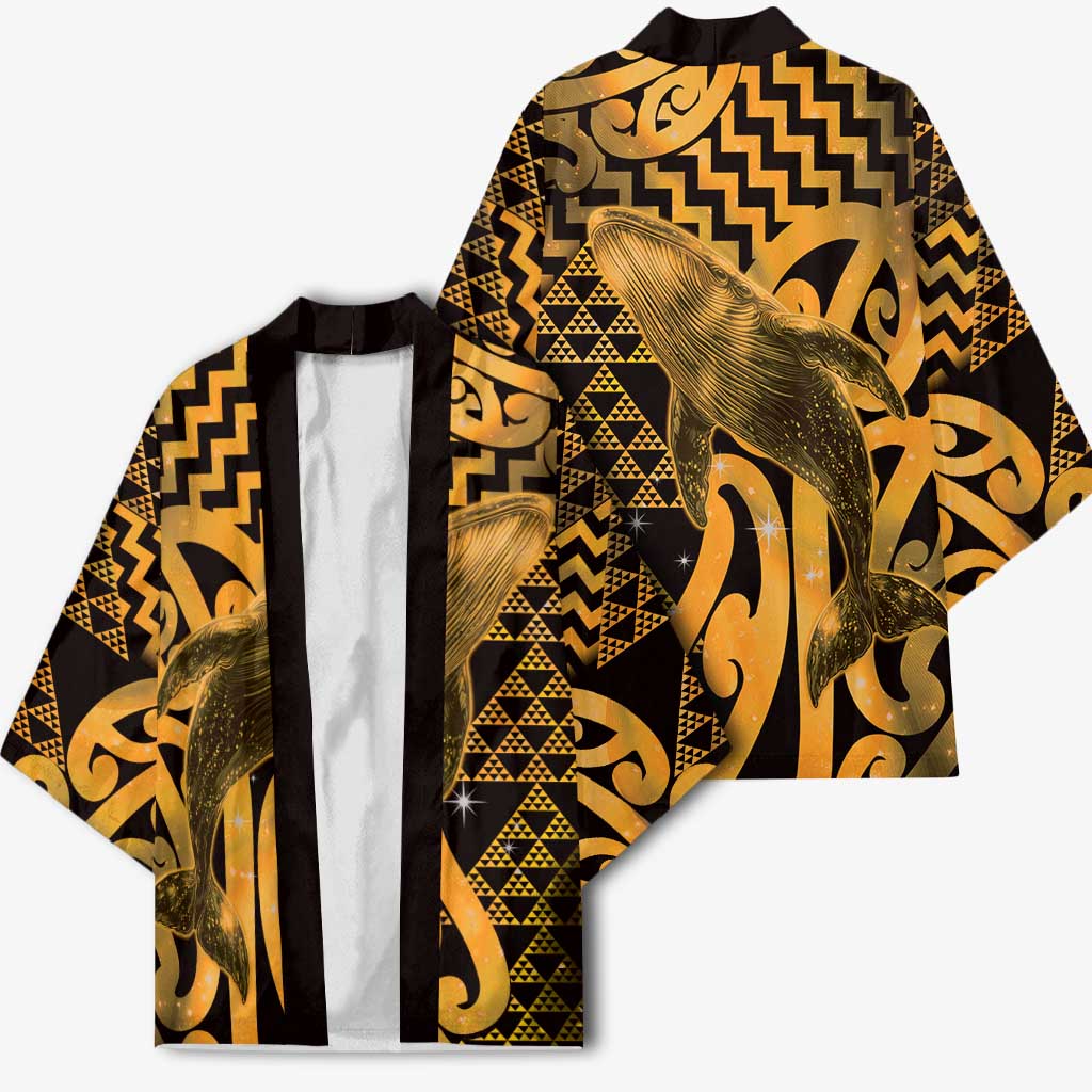 Humpback Whale Matariki New Zealand Kimono NZ Maori Paikea Poutama Luxury Gold