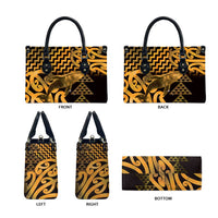 Humpback Whale Matariki New Zealand Leather Bag NZ Maori Paikea Poutama Luxury Gold LT14 - Polynesian Pride