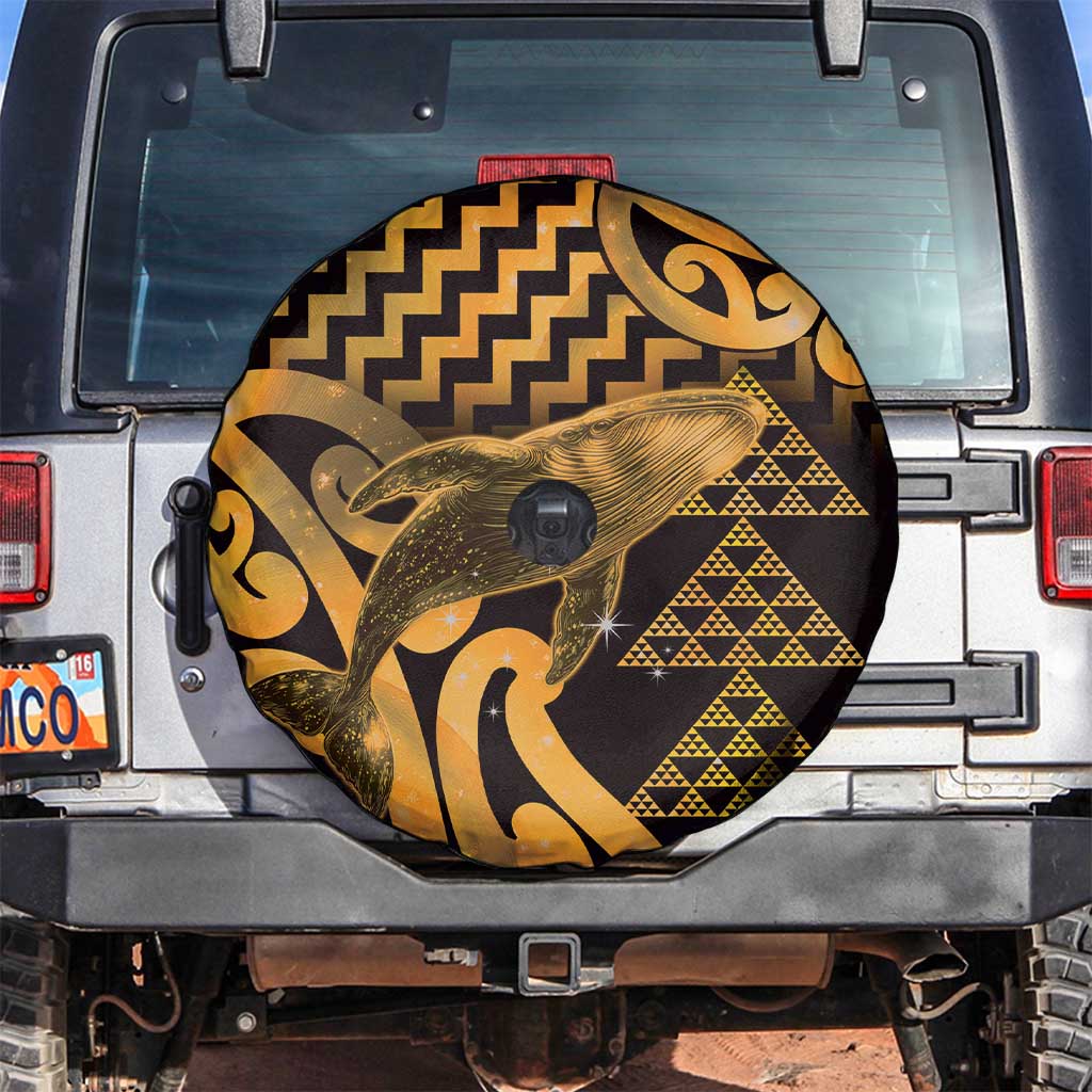 Humpback Whale Matariki New Zealand Spare Tire Cover NZ Maori Paikea Poutama Luxury Gold