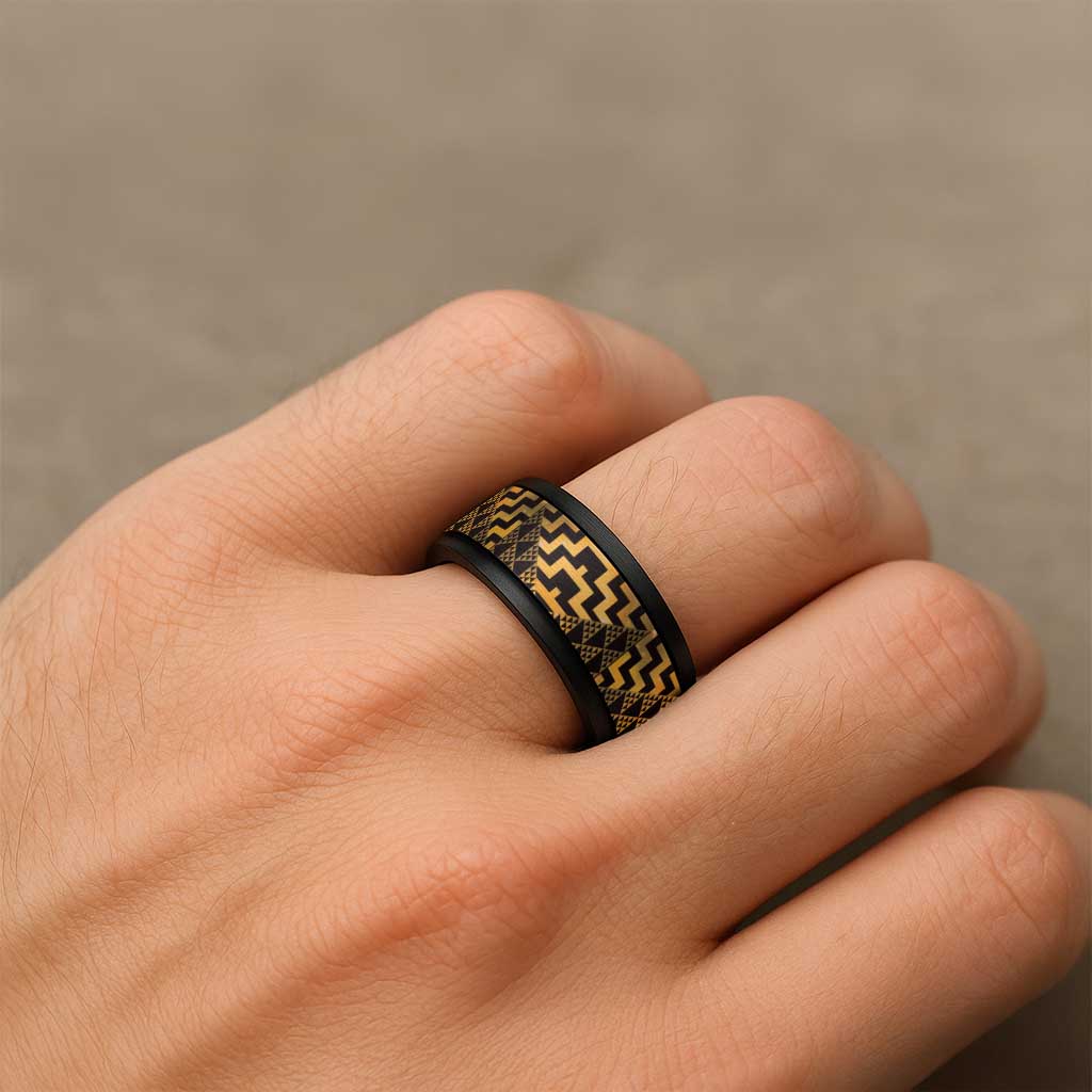 Humpback Whale Matariki New Zealand Spinner Ring NZ Maori Paikea Poutama Luxury Gold LT14 - Polynesian Pride