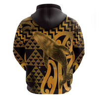 Humpback Whale Matariki New Zealand Zip Hoodie NZ Maori Paikea Poutama Luxury Gold