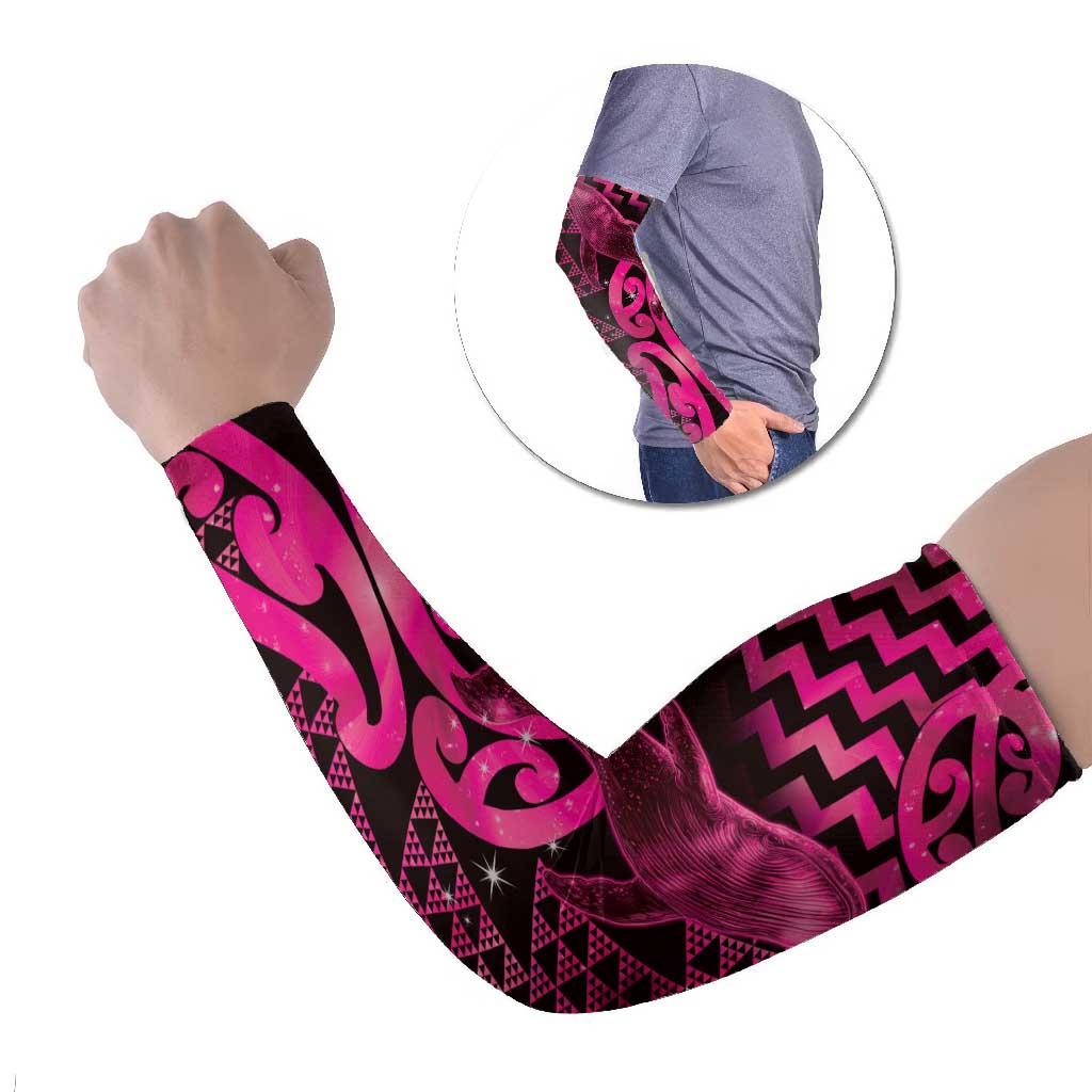 Humpback Whale Matariki New Zealand Arm Sleeves NZ Maori Paikea Poutama Luxury Pink
