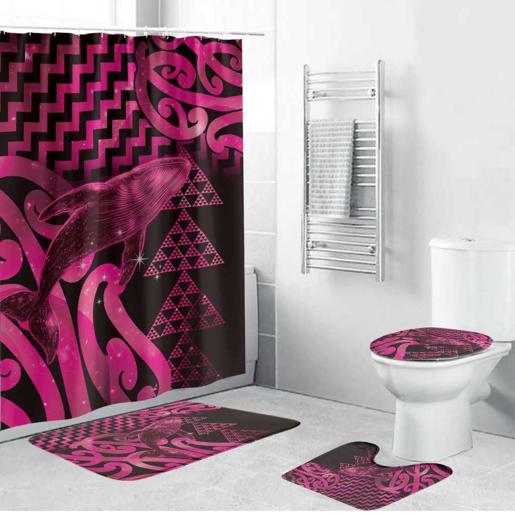 Humpback Whale Matariki New Zealand Bathroom Set NZ Maori Paikea Poutama Luxury Pink